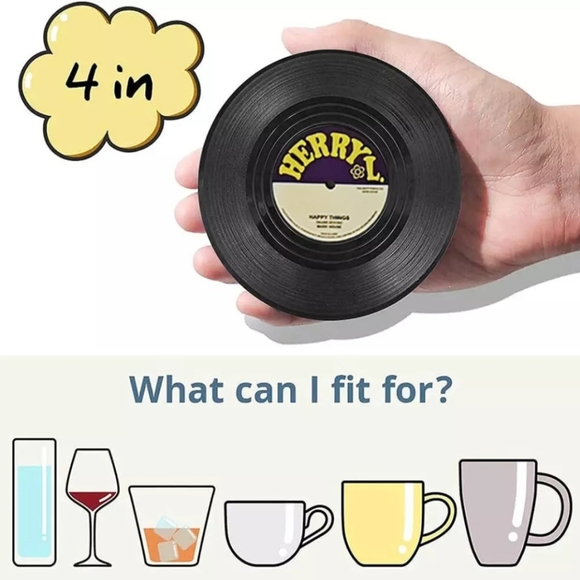 SOLD Retro Vinyl Record Coaster w/Record Player Holder - M2 - Picture 5 of 7